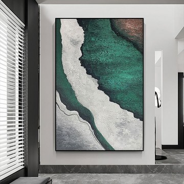 抽象的かつ装飾的 Painting - ビーチ ウェーブ アブストラクト グリーン 05 ウォール アート ミニマリズム